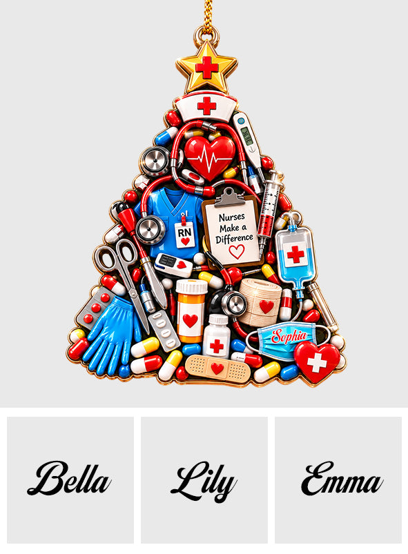 Idée Cadeau Infirmière, Décor de Noël Infirmière - Ornement 3D Personnalisé