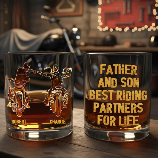 Best Riding Partners For Life - Biker - Personalized Biker Whiskey Glass
