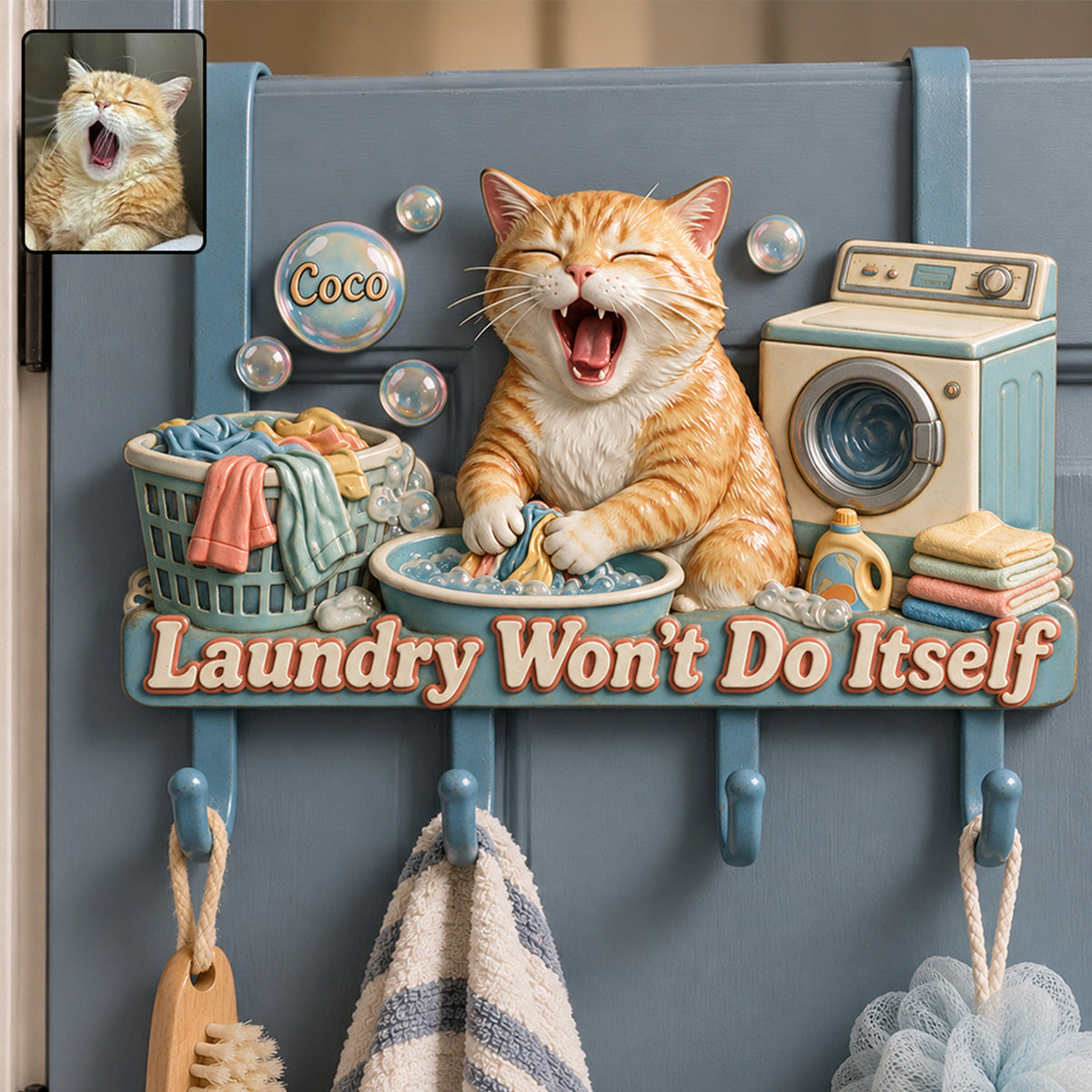 Laundry Won’t Do Itself - Personalized Dog Metal Door Hooks