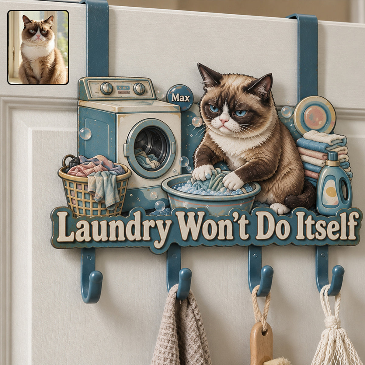 Laundry Won’t Do Itself - Personalized Dog Metal Door Hooks
