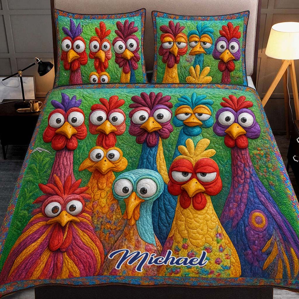 Chicken Farmer Gift - Personalized Chicken Quilt Set