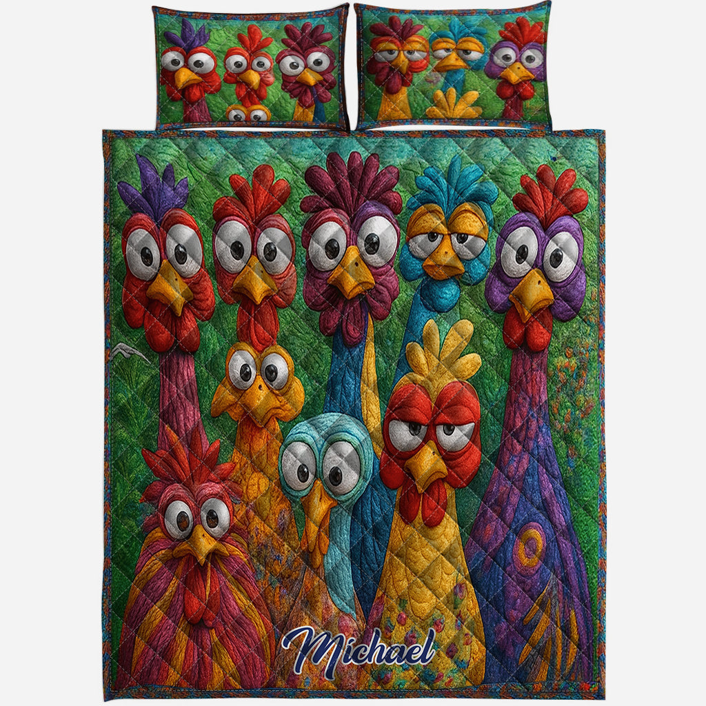 Chicken Farmer Gift - Personalized Chicken Quilt Set