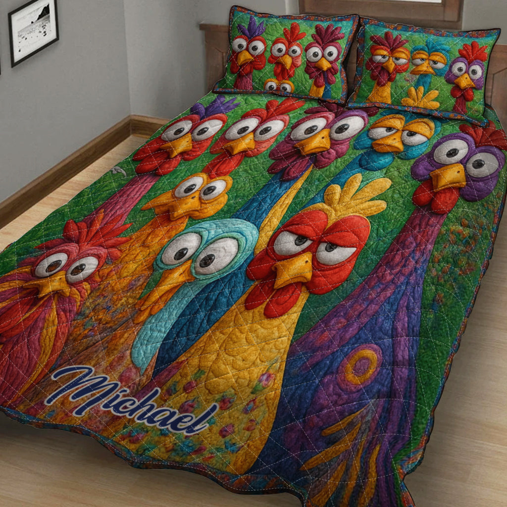 Chicken Farmer Gift - Personalized Chicken Quilt Set