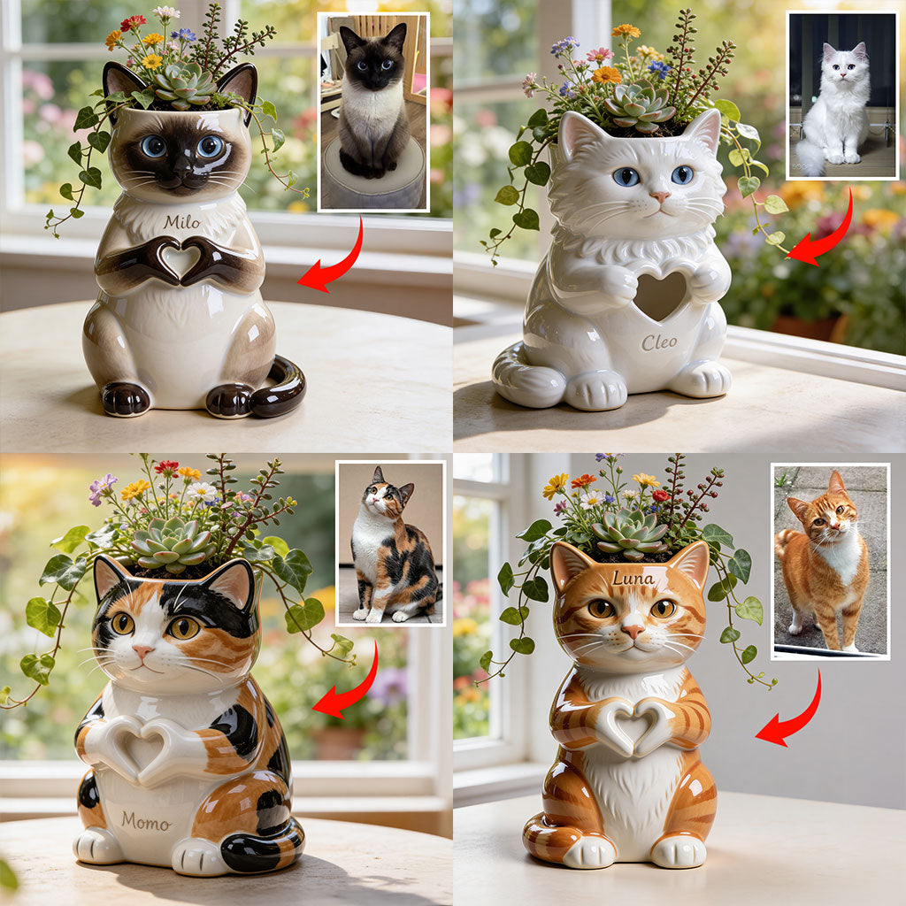 Custom Any Pet Photo - Personalized Cat Acrylic Pot