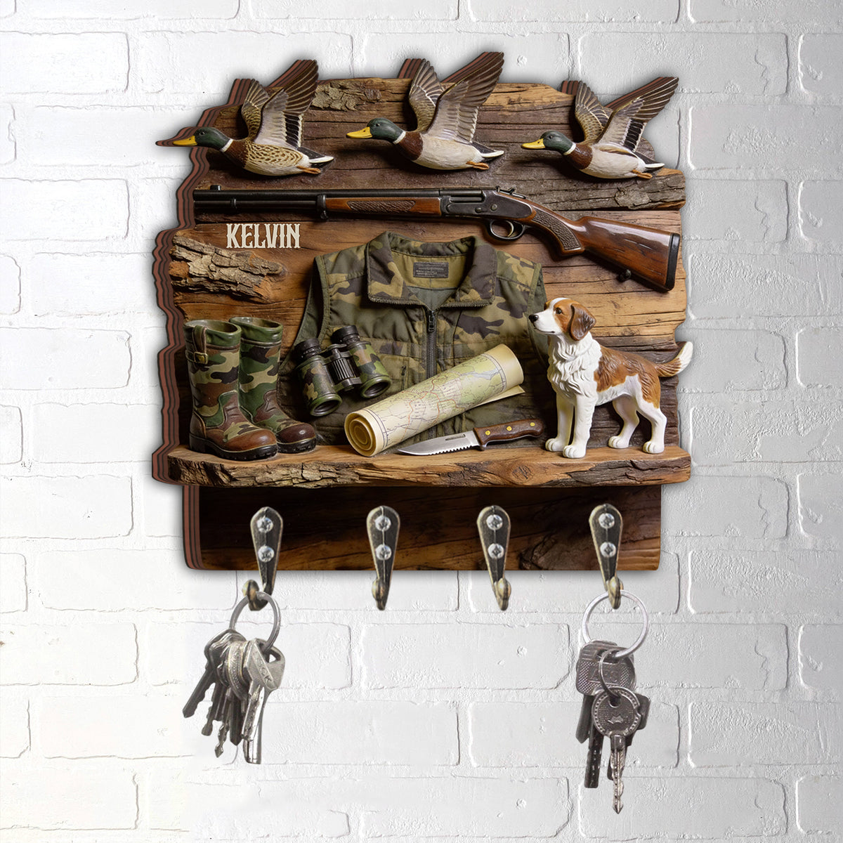 Duck Hunting - Personalized Hunting Custom Shaped Hanging Rack