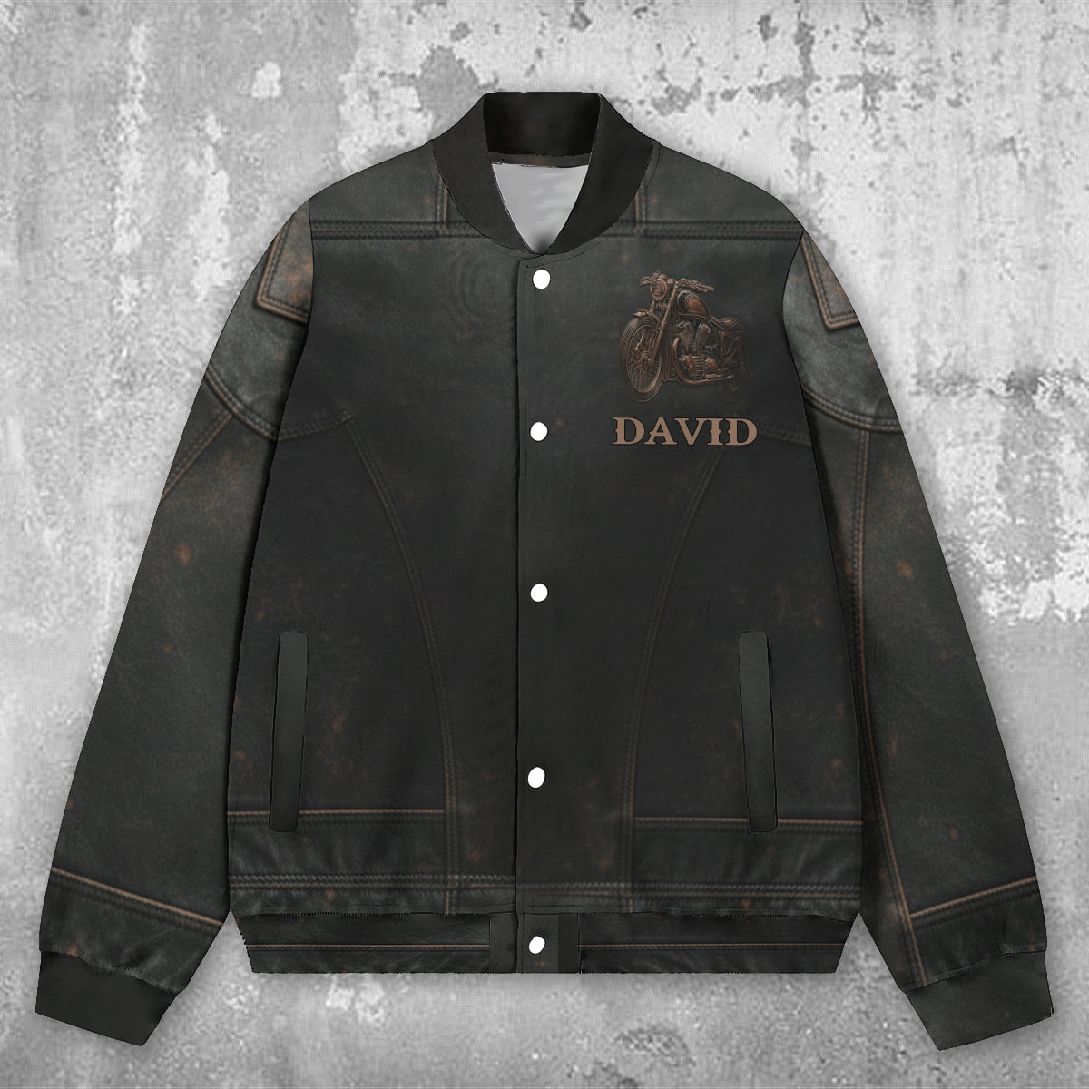 Unterschätze niemals einen alten Mann mit einem Motorrad – personalisierte Biker-Collegejacke