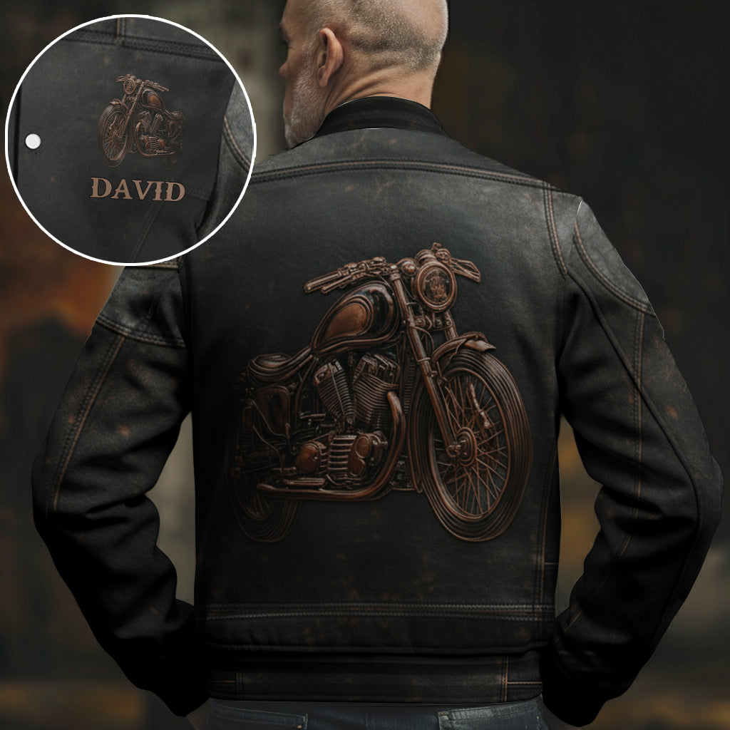 Unterschätze niemals einen alten Mann mit einem Motorrad – personalisierte Biker-Collegejacke