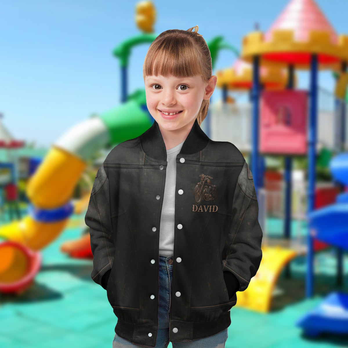 Unterschätze niemals einen alten Mann mit einem Motorrad – personalisierte Biker-Collegejacke