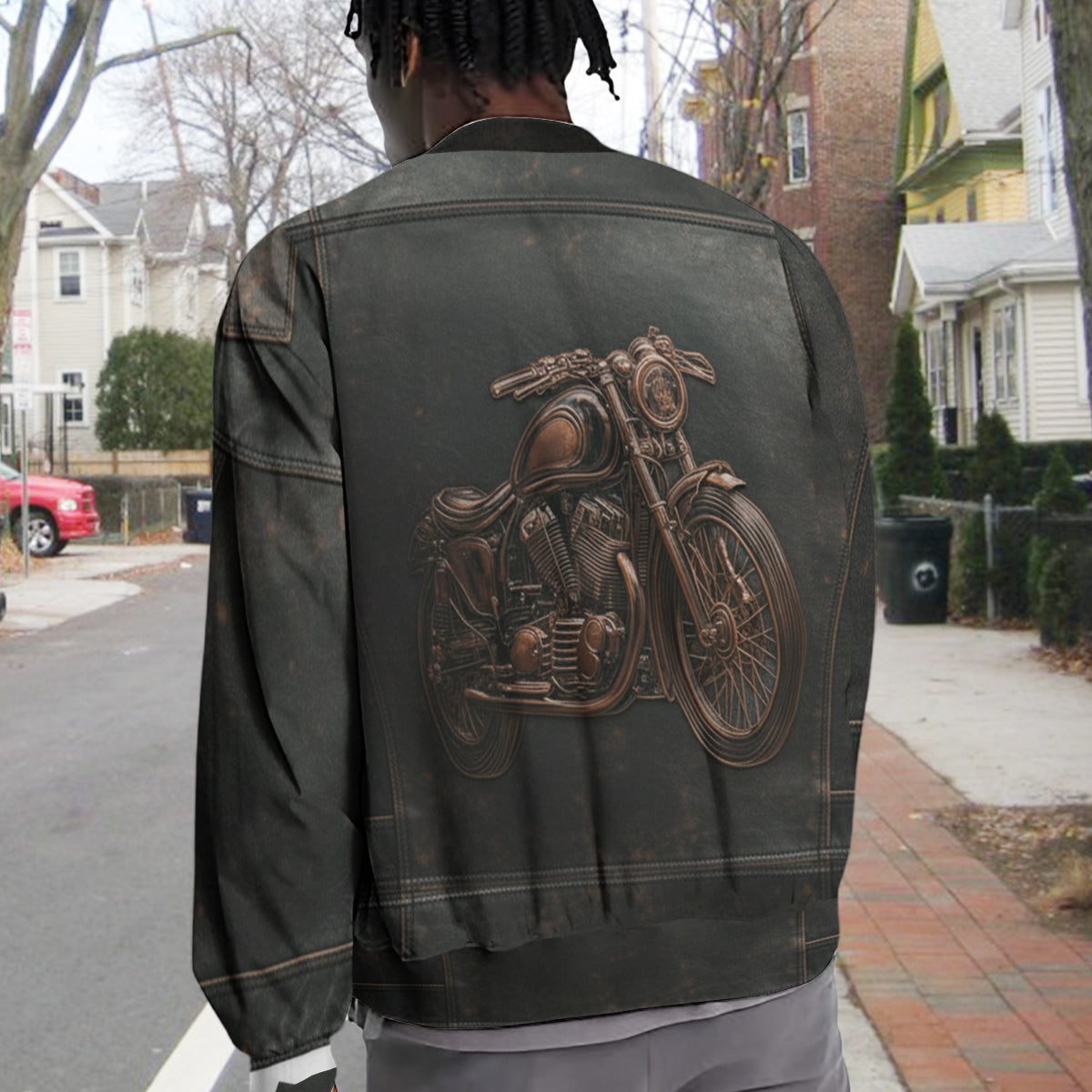 Unterschätze niemals einen alten Mann mit einem Motorrad – personalisierte Biker-Collegejacke