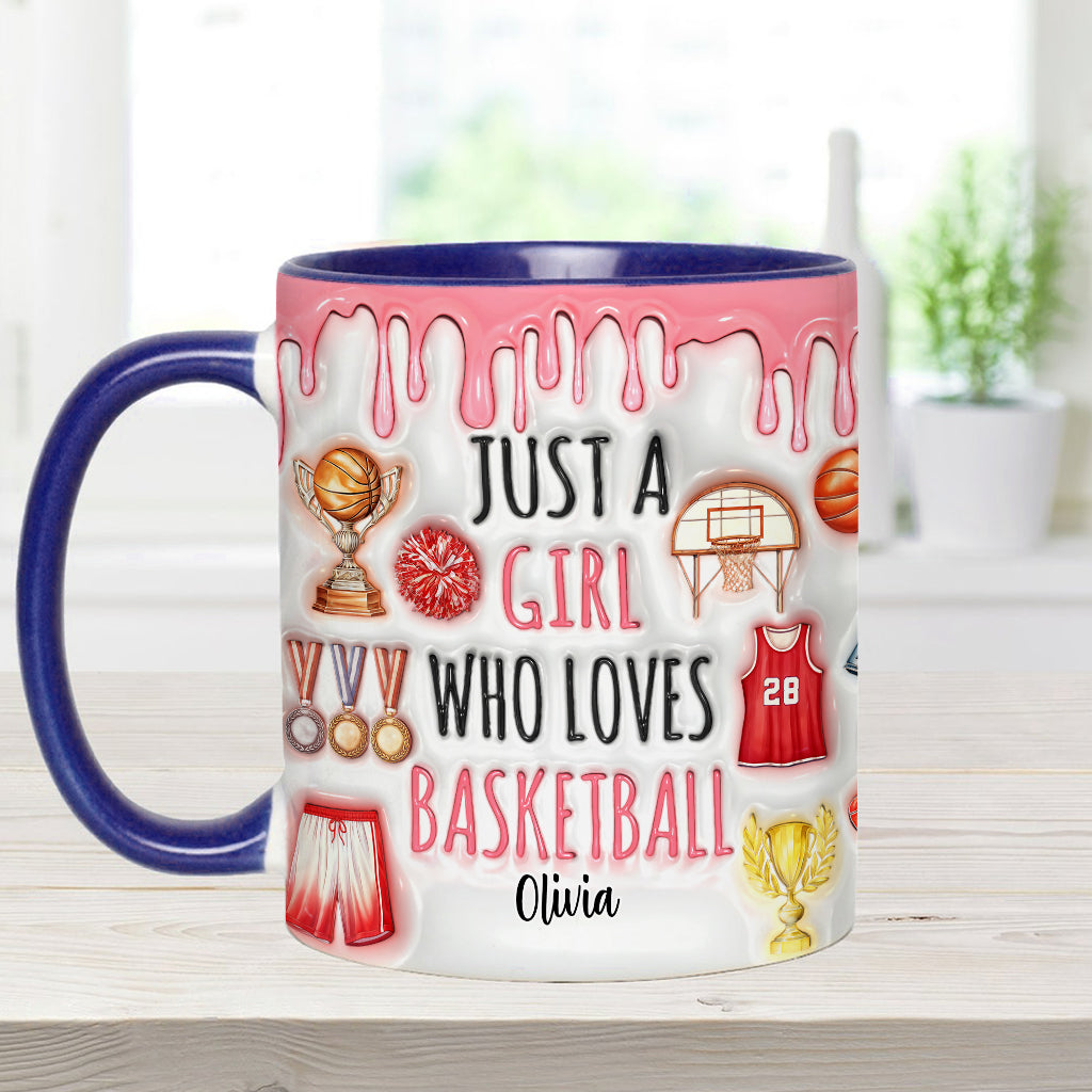 Einfach ein Junge/ein Mädchen, das Basketball liebt – personalisierte Tasse mit Basketballmotiv