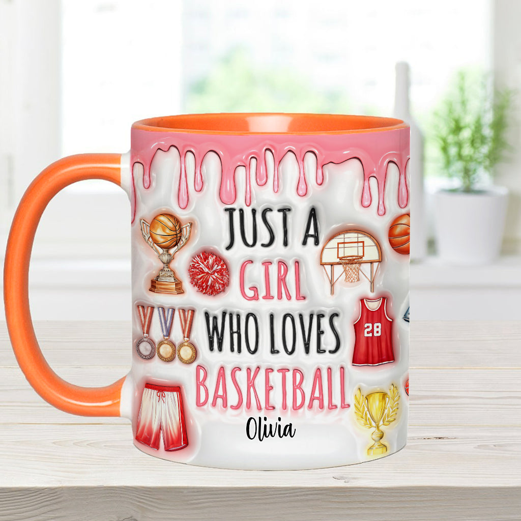 Einfach ein Junge/ein Mädchen, das Basketball liebt – personalisierte Tasse mit Basketballmotiv
