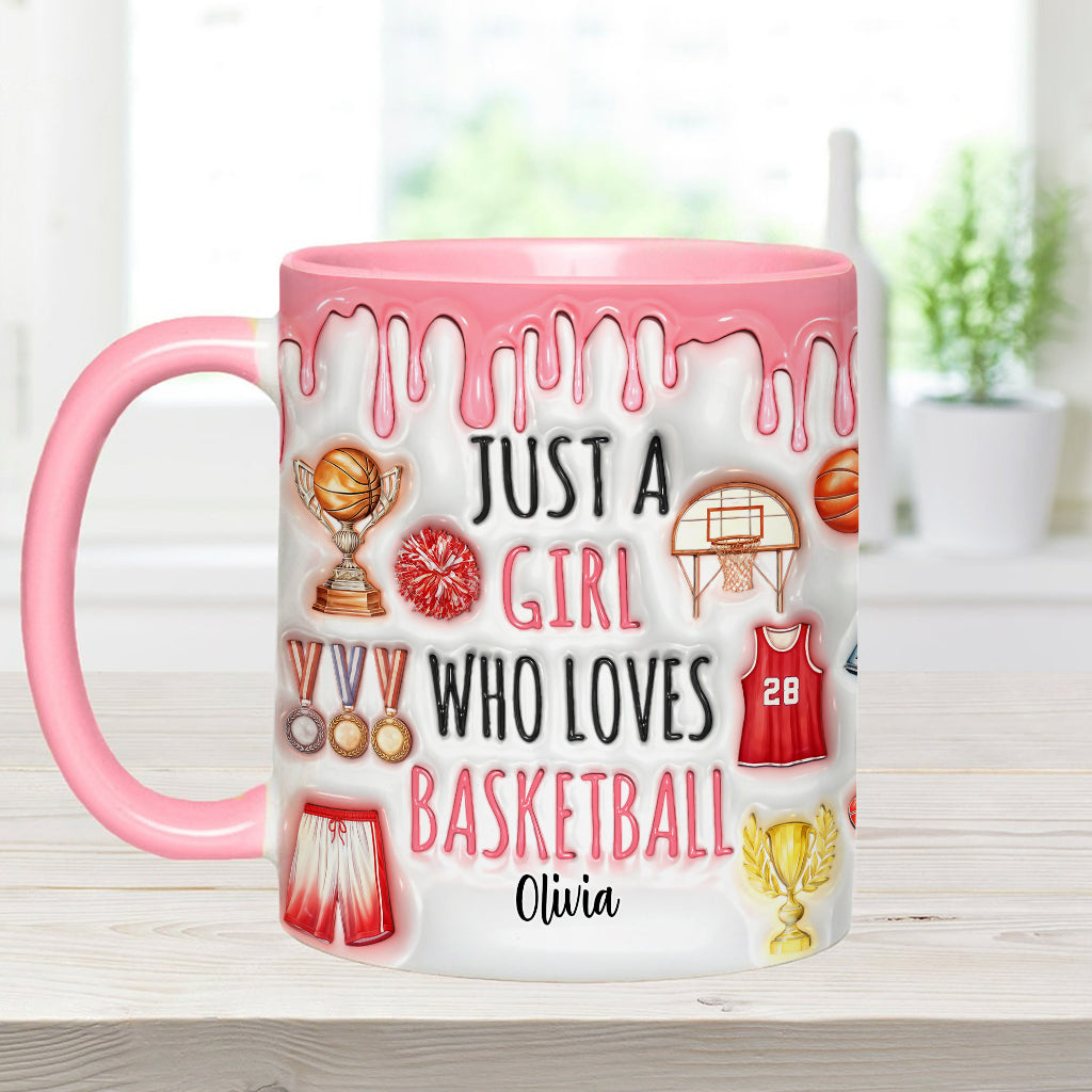 Einfach ein Junge/ein Mädchen, das Basketball liebt – personalisierte Tasse mit Basketballmotiv