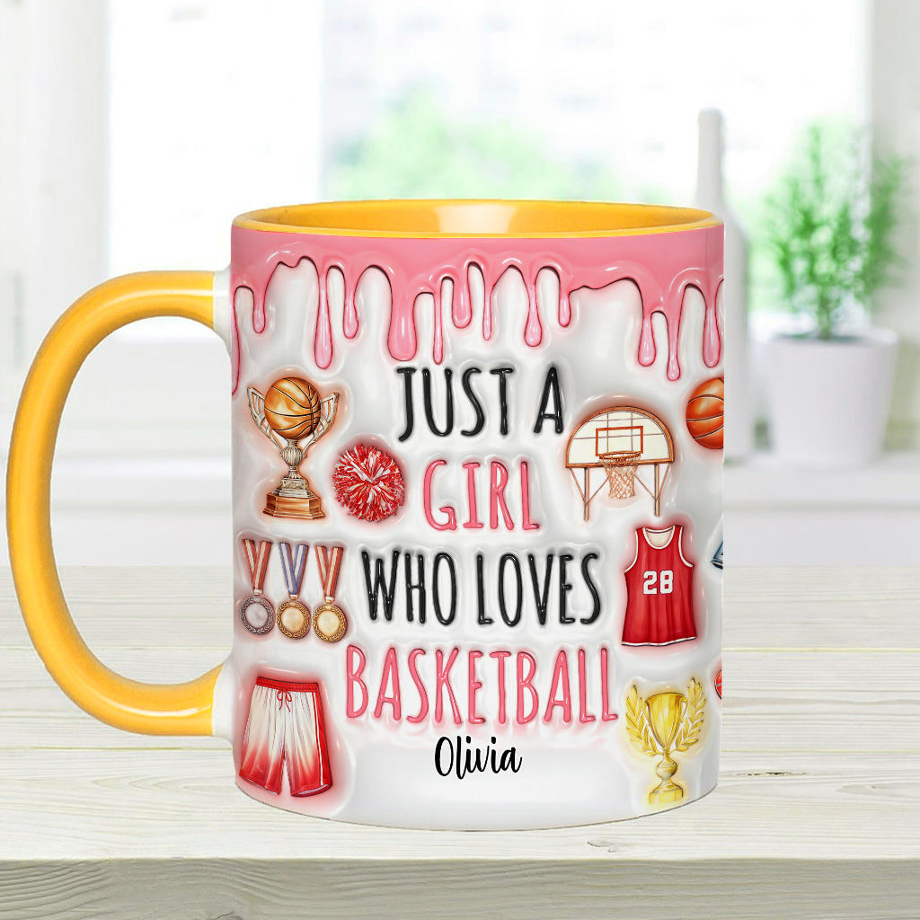 Einfach ein Junge/ein Mädchen, das Basketball liebt – personalisierte Tasse mit Basketballmotiv