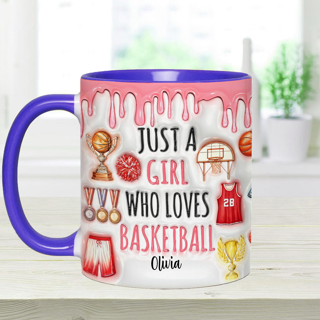 Einfach ein Junge/ein Mädchen, das Basketball liebt – personalisierte Tasse mit Basketballmotiv