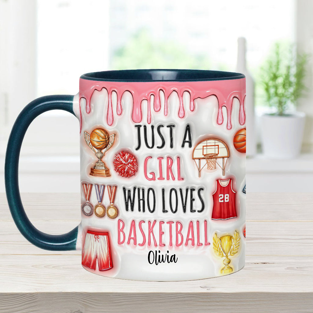 Einfach ein Junge/ein Mädchen, das Basketball liebt – personalisierte Tasse mit Basketballmotiv