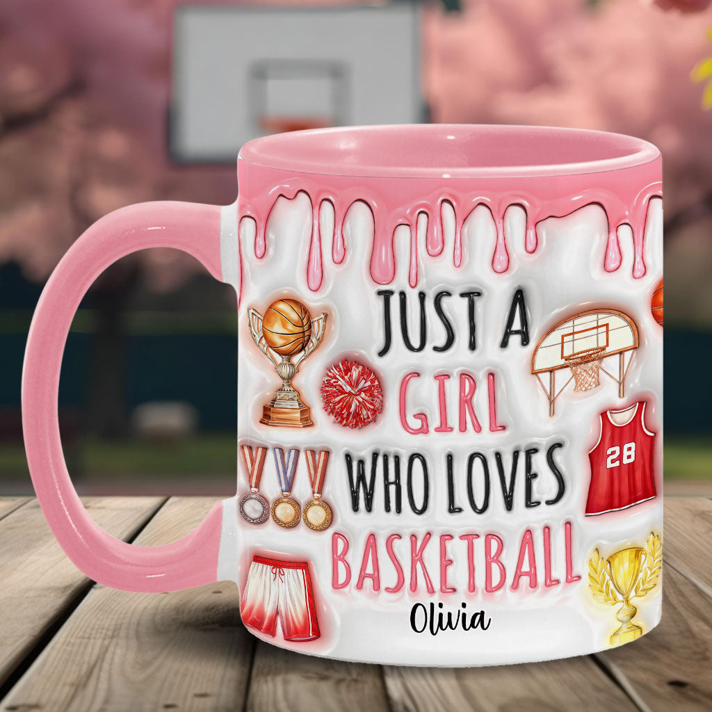Einfach ein Junge/ein Mädchen, das Basketball liebt – personalisierte Tasse mit Basketballmotiv