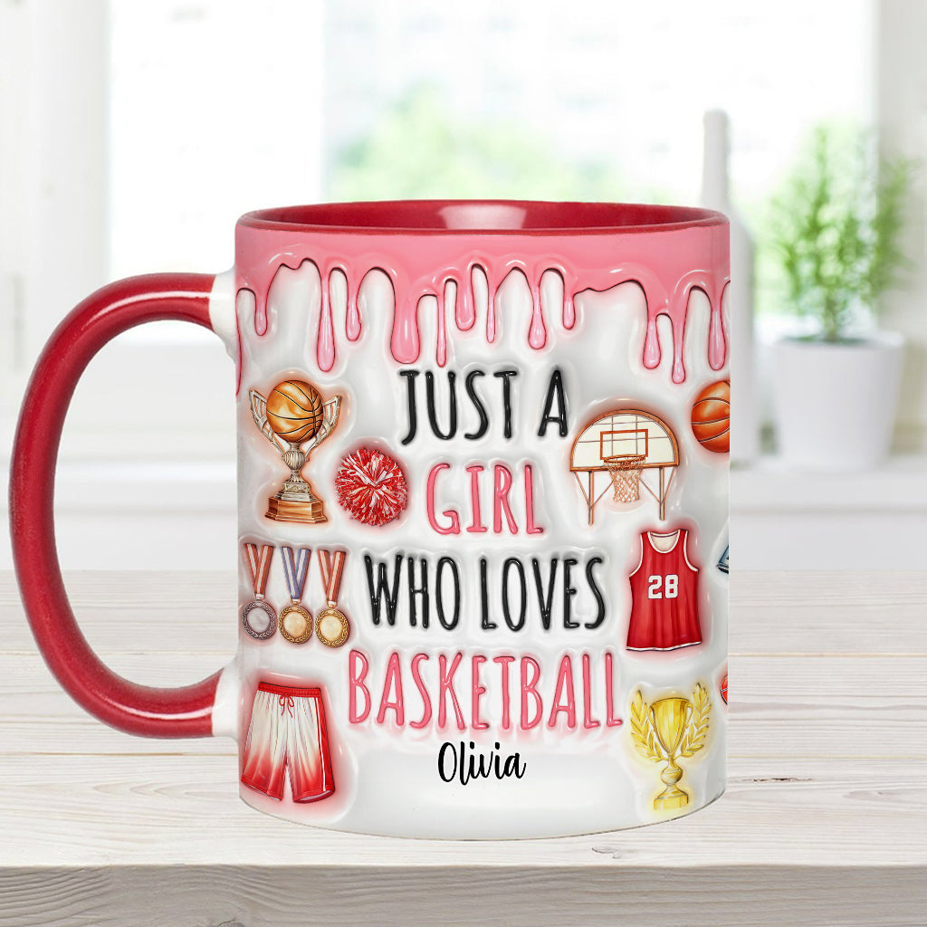 Einfach ein Junge/ein Mädchen, das Basketball liebt – personalisierte Tasse mit Basketballmotiv