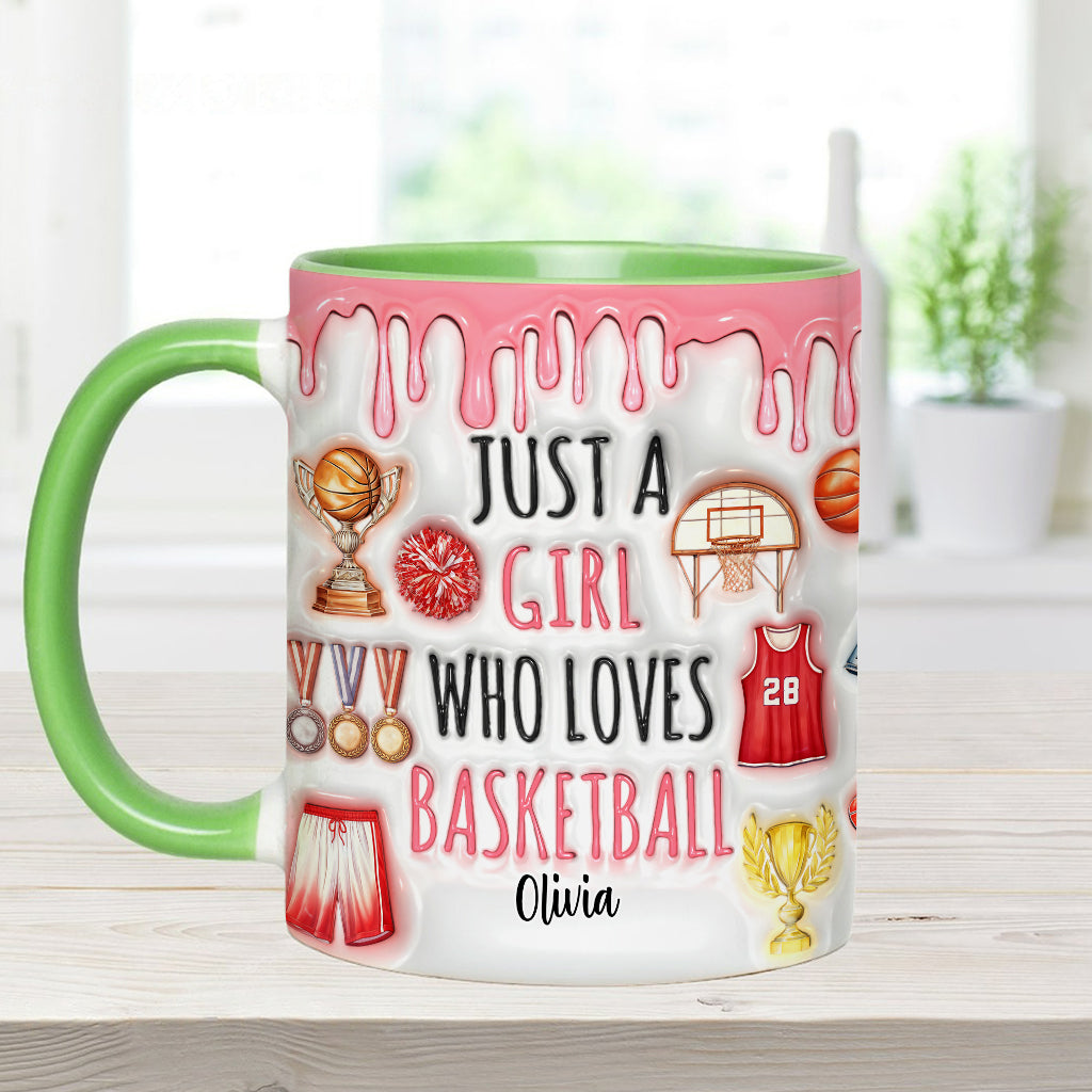 Einfach ein Junge/ein Mädchen, das Basketball liebt – personalisierte Tasse mit Basketballmotiv