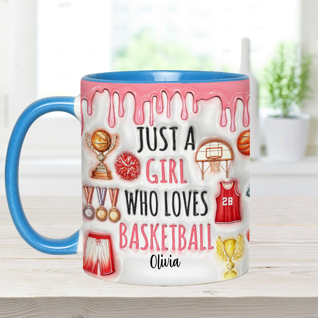 Einfach ein Junge/ein Mädchen, das Basketball liebt – personalisierte Tasse mit Basketballmotiv