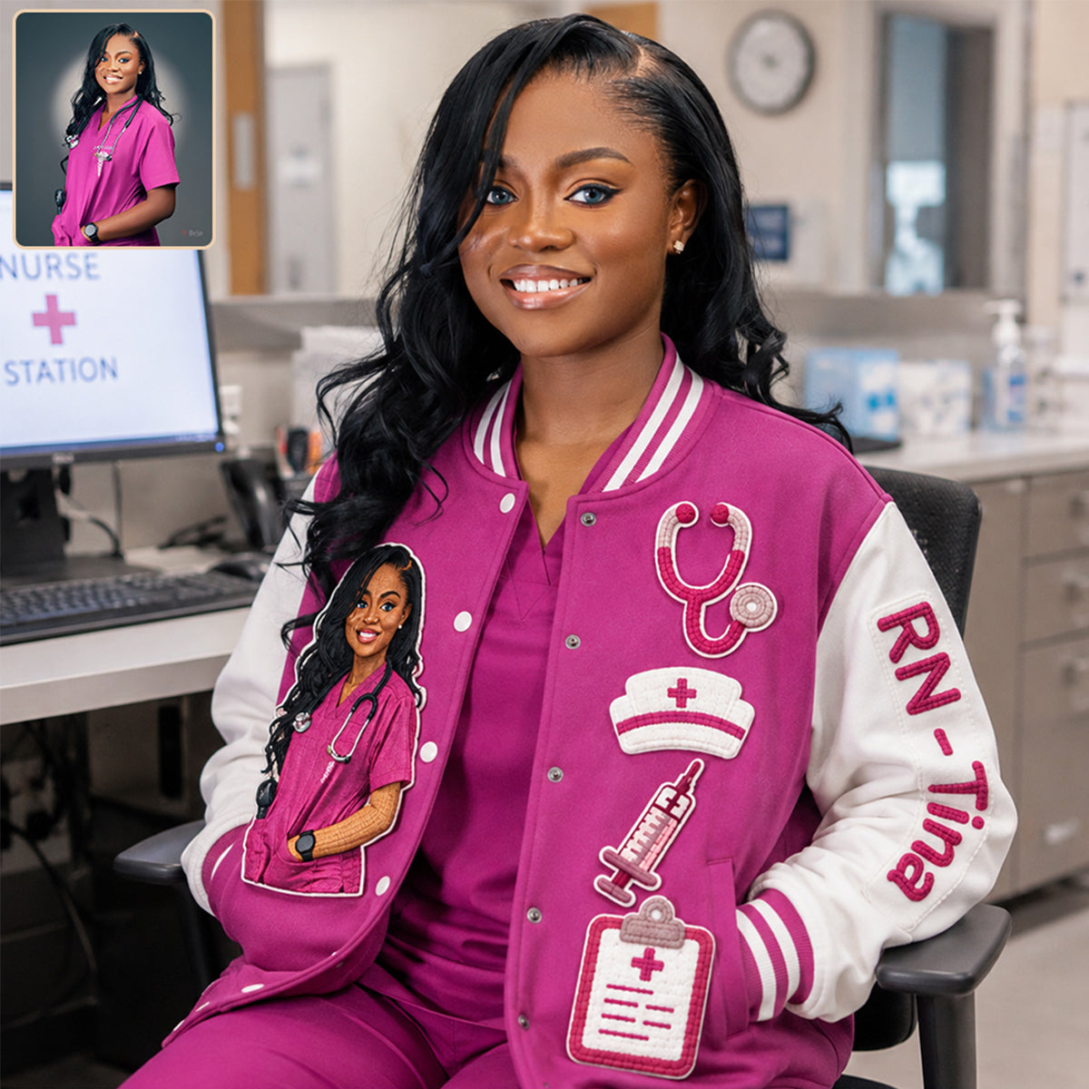 Any Photo Nurse Life - Personalized Nurse Varsity Jacket