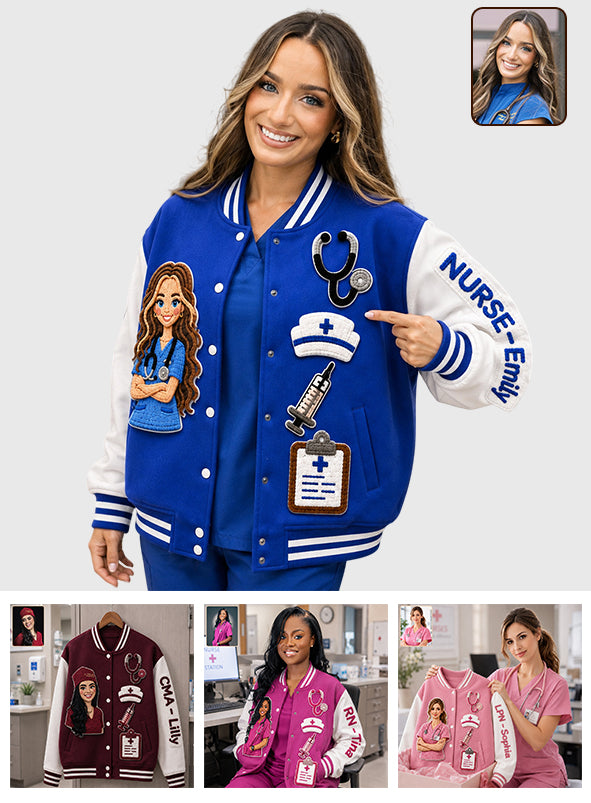 Any Photo Nurse Life - Personalized Nurse Varsity Jacket