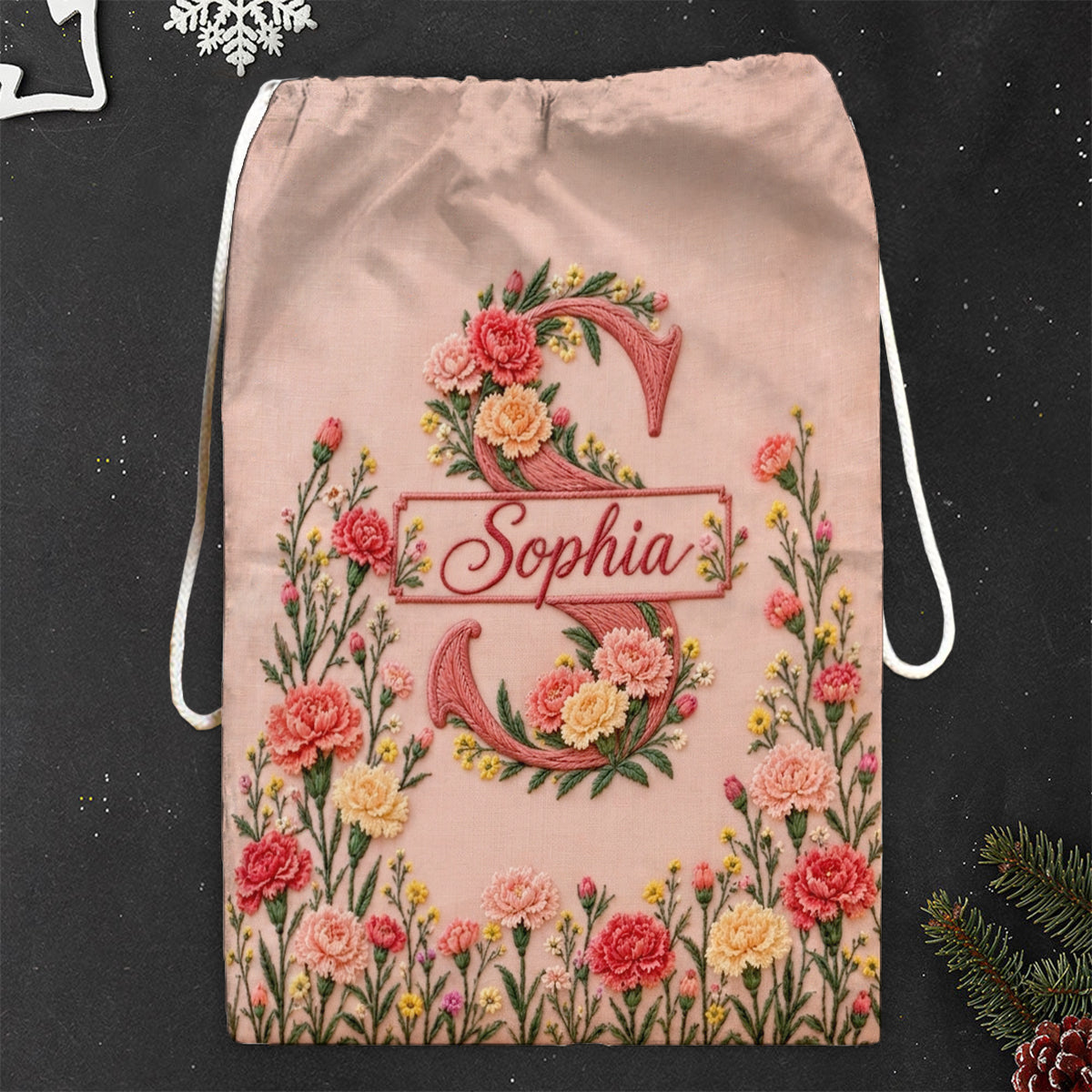 Sac à cordon floral personnalisé pour la famille et les amis - Sac fourre-tout d'amour de soi