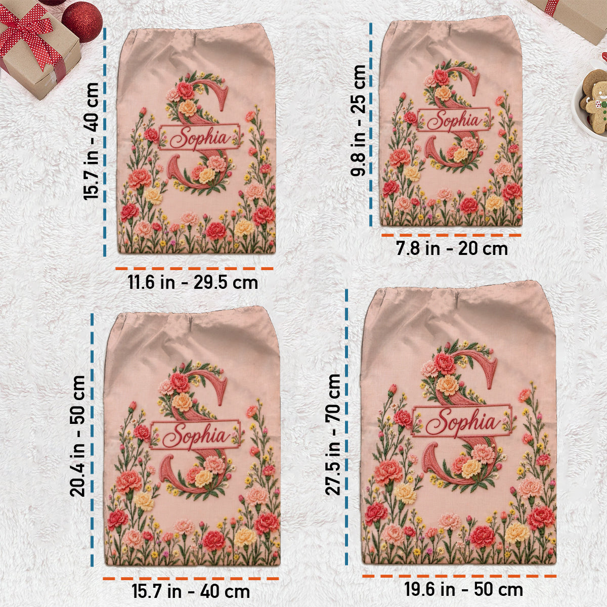 Sac à cordon floral personnalisé pour la famille et les amis - Sac fourre-tout d'amour de soi