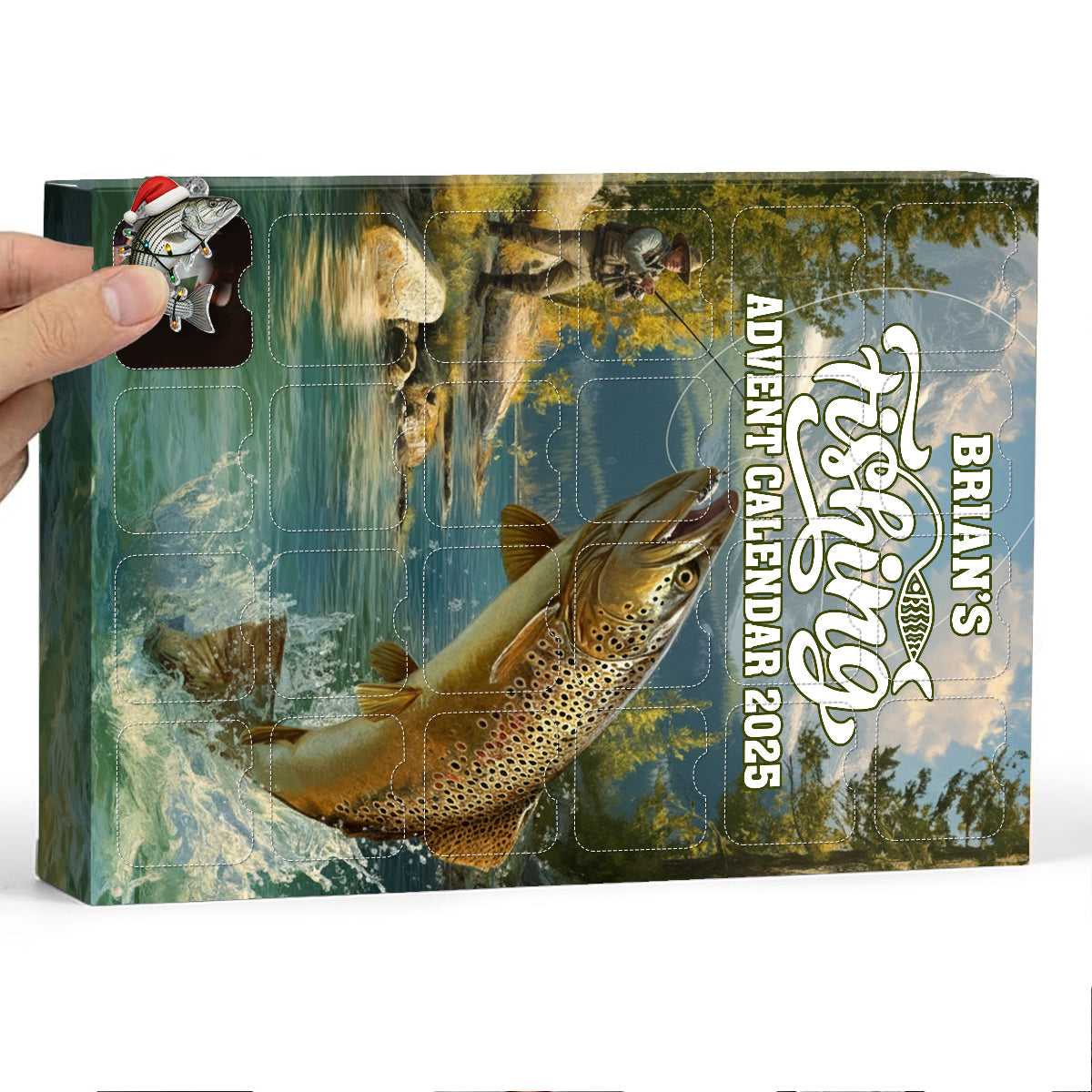 Calendrier de l'Avent Pêche 2025 - Calendrier de l'Avent Pêche personnalisé avec décorations