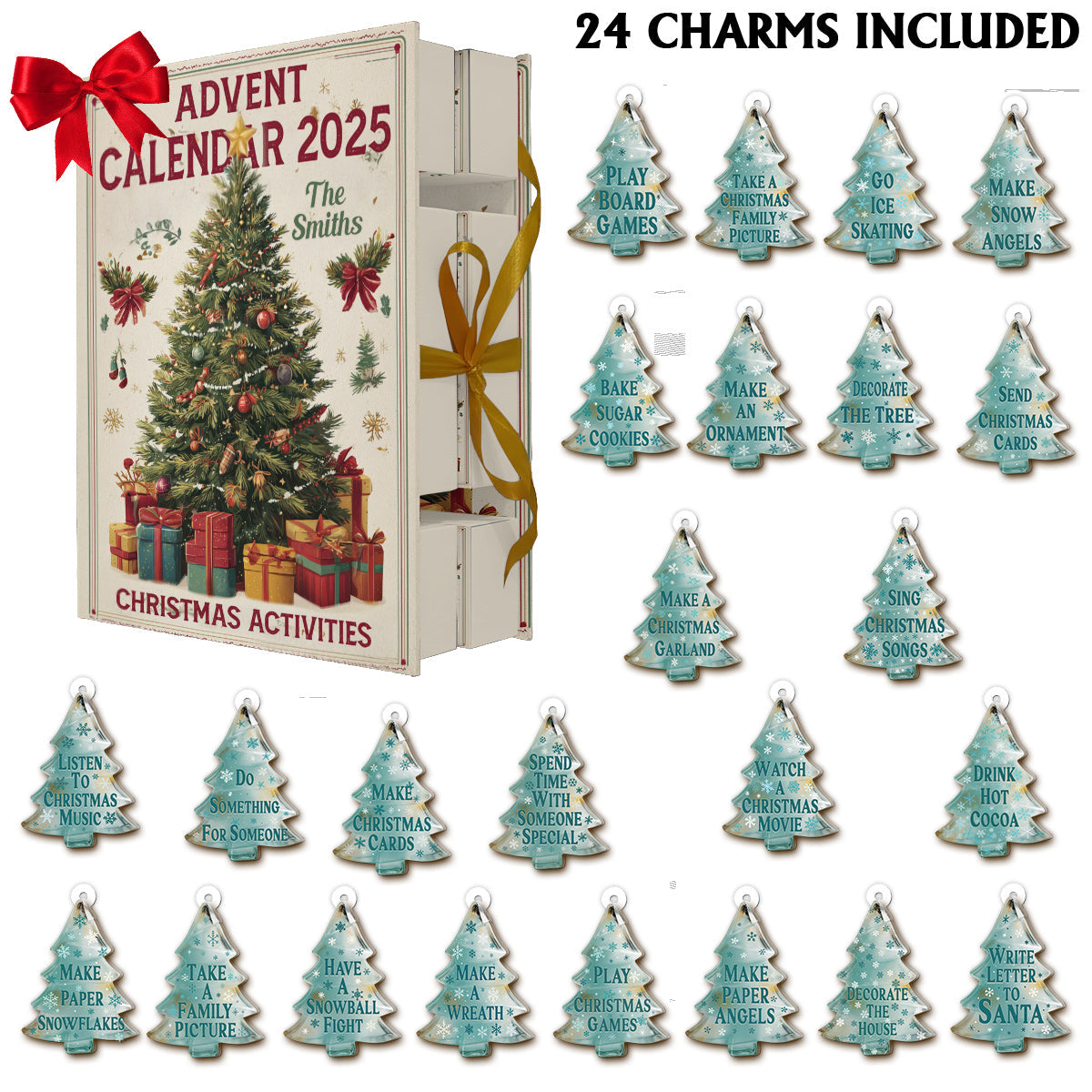 Christmas Activities - Personalized Family Folded Advent Calendar With Ornaments