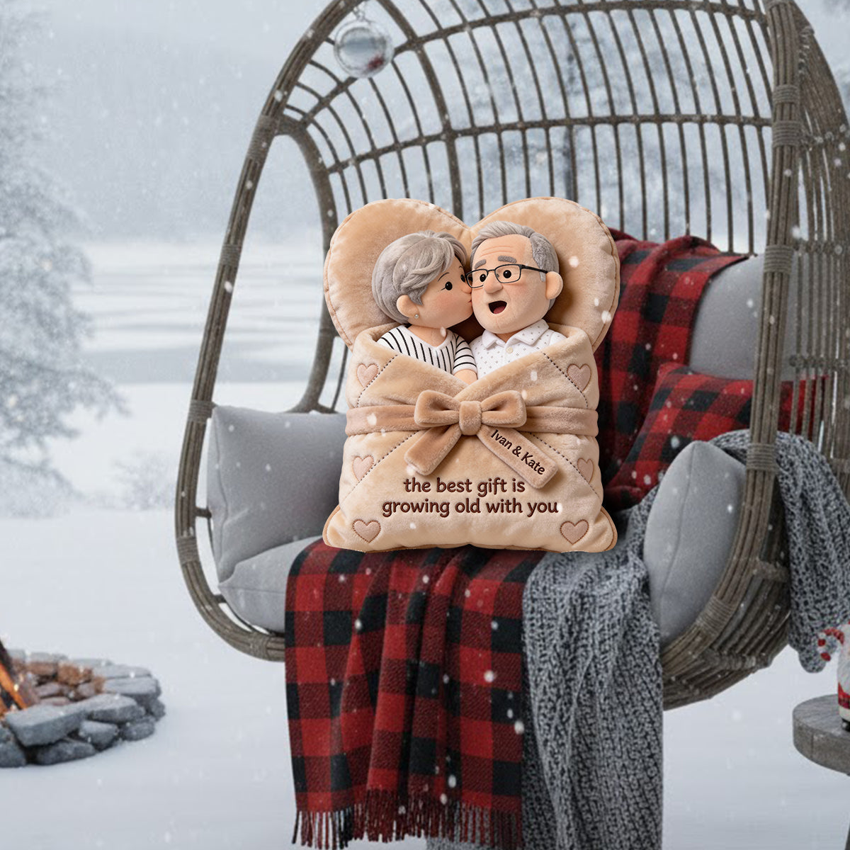 The Best Gift Is Growing Old With You - Personalized Couple Faux Fur Shaped Pillow