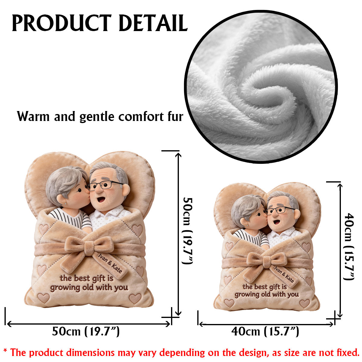 The Best Gift Is Growing Old With You - Personalized Couple Faux Fur Shaped Pillow