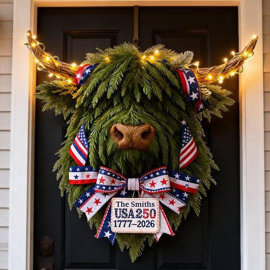 USA 250 Celebration - Personalized Highland Cow LED Light Acrylic Sign