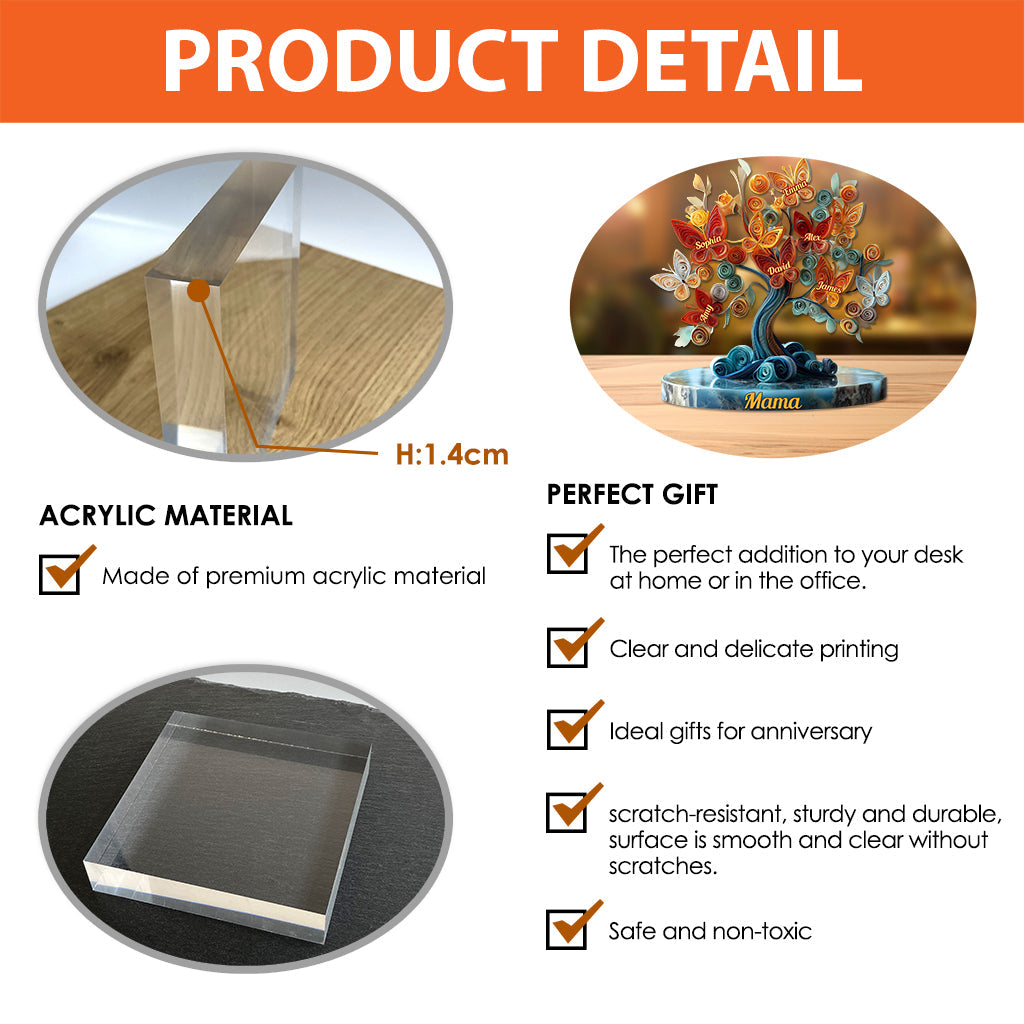 Gift For Mom Grandma - Personalized Mother Custom Shaped Acrylic Plaque