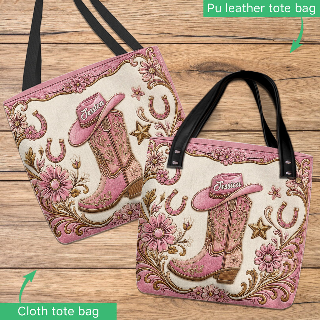 Stiefel & Hut - Personalisierte Cowgirl Tragetasche