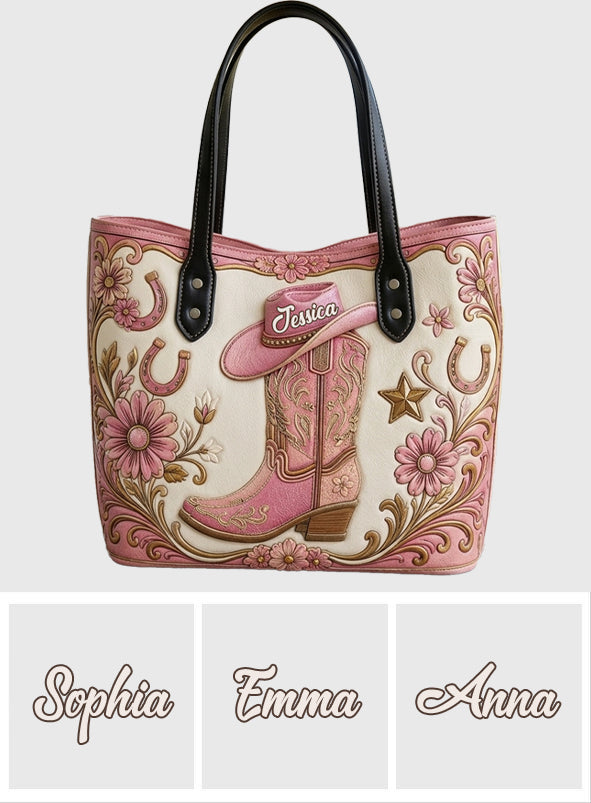 Stiefel & Hut - Personalisierte Cowgirl Tragetasche