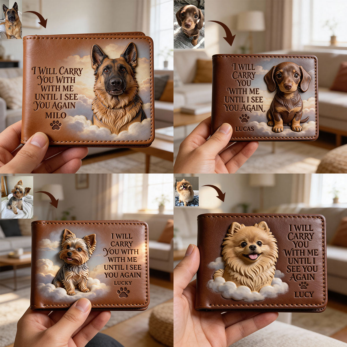 I Will Carry You With Me - Personalized Dog Leather Wallet