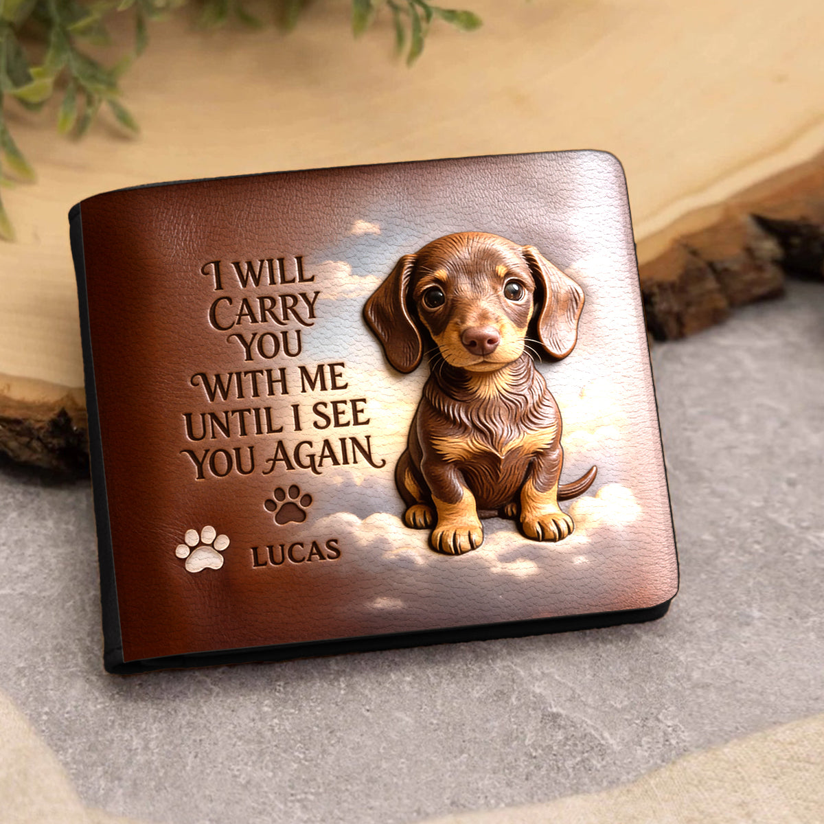 I Will Carry You With Me - Personalized Dog Leather Wallet