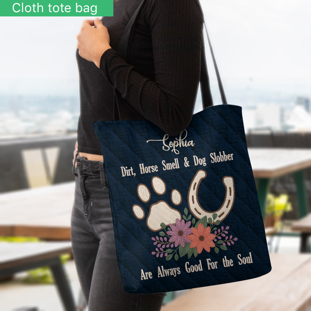 Horse Smell and Dog Slobber - Personalized Horse Tote Bag