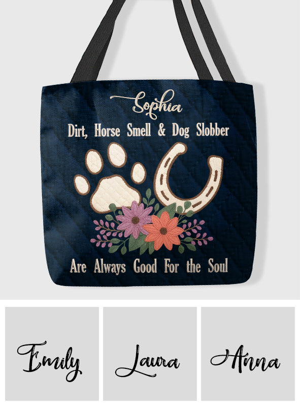 Horse Smell and Dog Slobber - Personalized Horse Tote Bag
