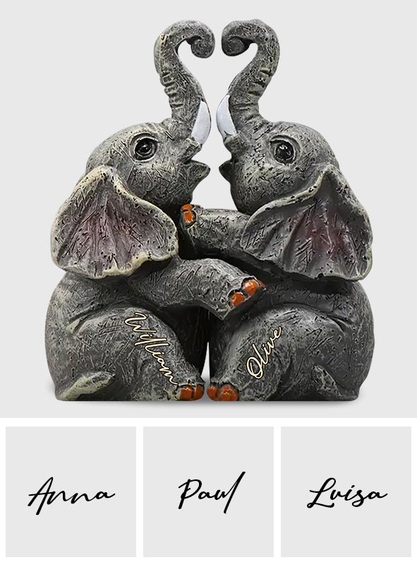 Elephant Anniversary Gifts - Personalized Couple Custom Shaped Wood Plaque
