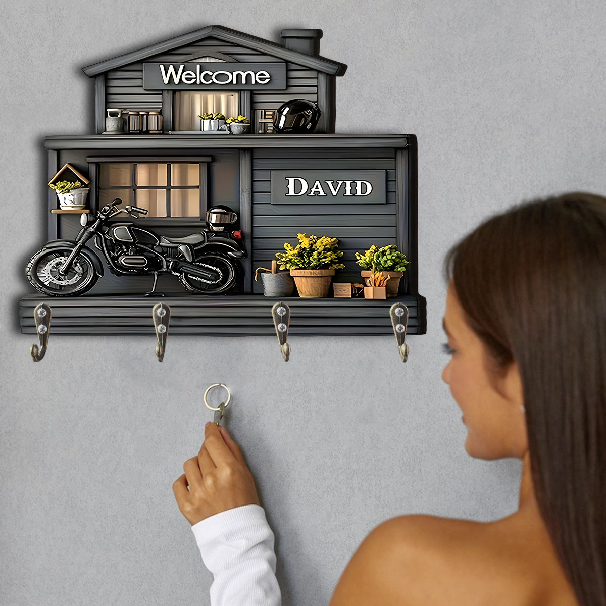 Willkommen zu Hause – Personalisierter, fahrradförmiger Schlüsselhalter