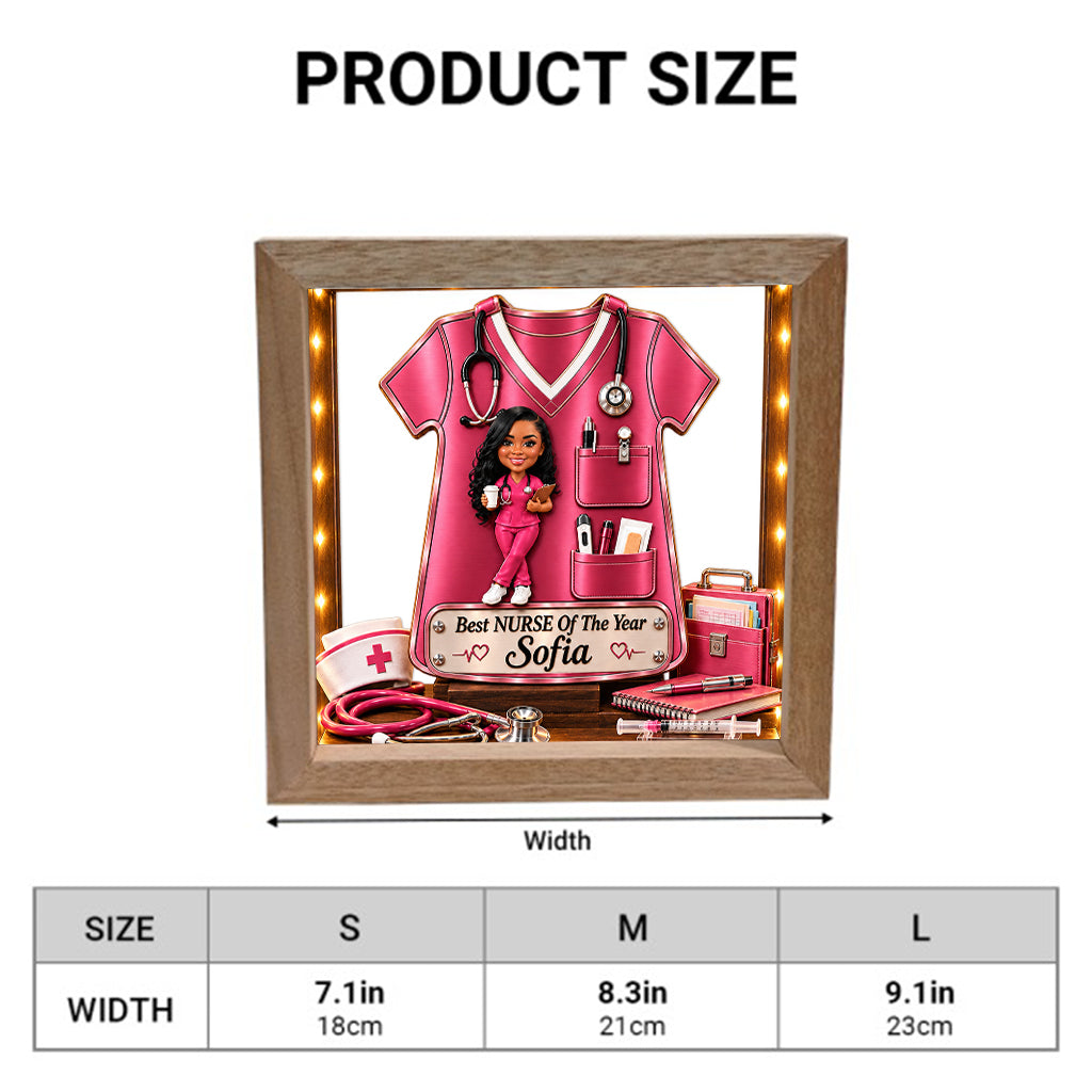 Any Nurse Photo Office Decoration - Personalized Nurse Wooden Frame LED Light