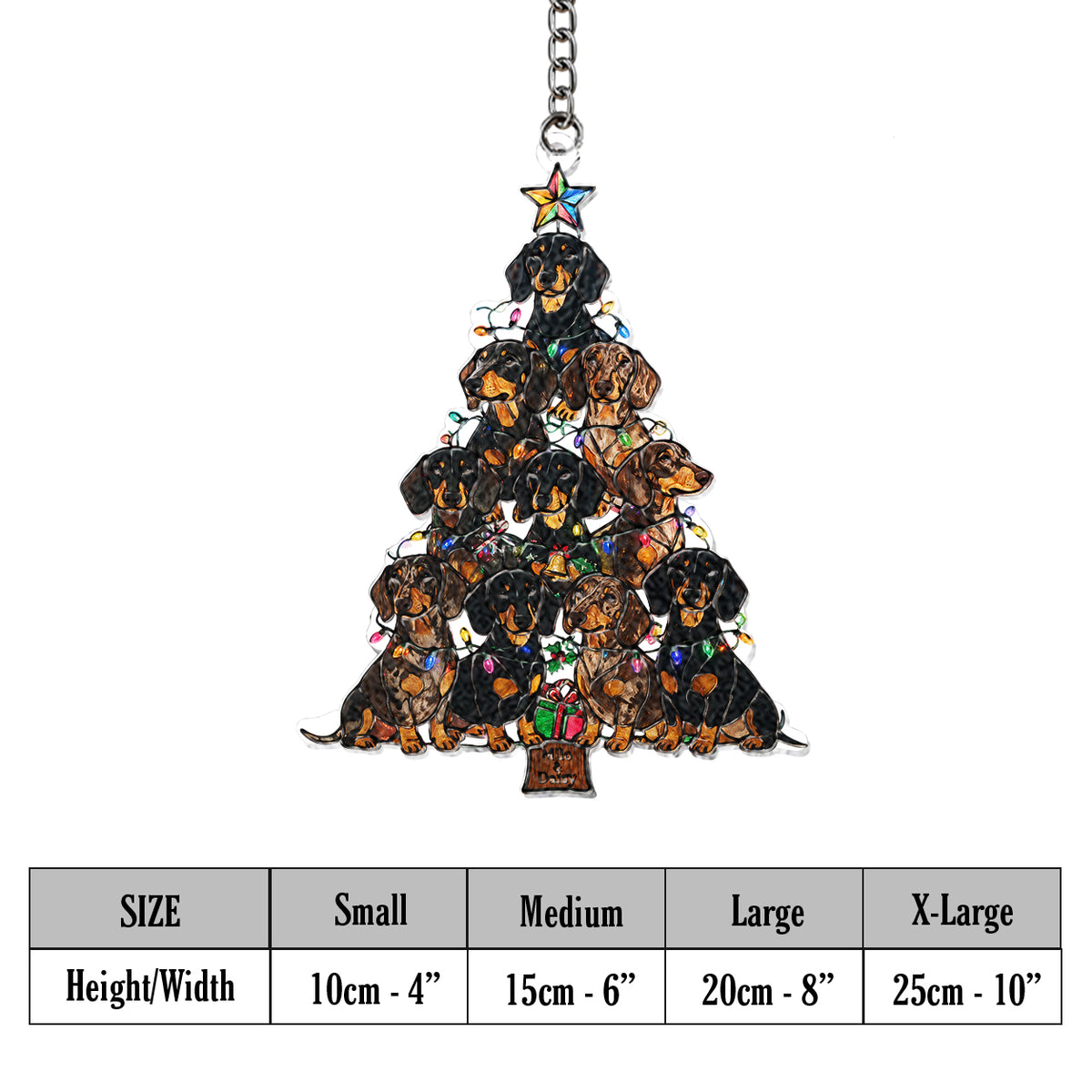 Pet Christmas Tree Stained Glass - Personalized Dog 3D Printed Glass Suncatcher