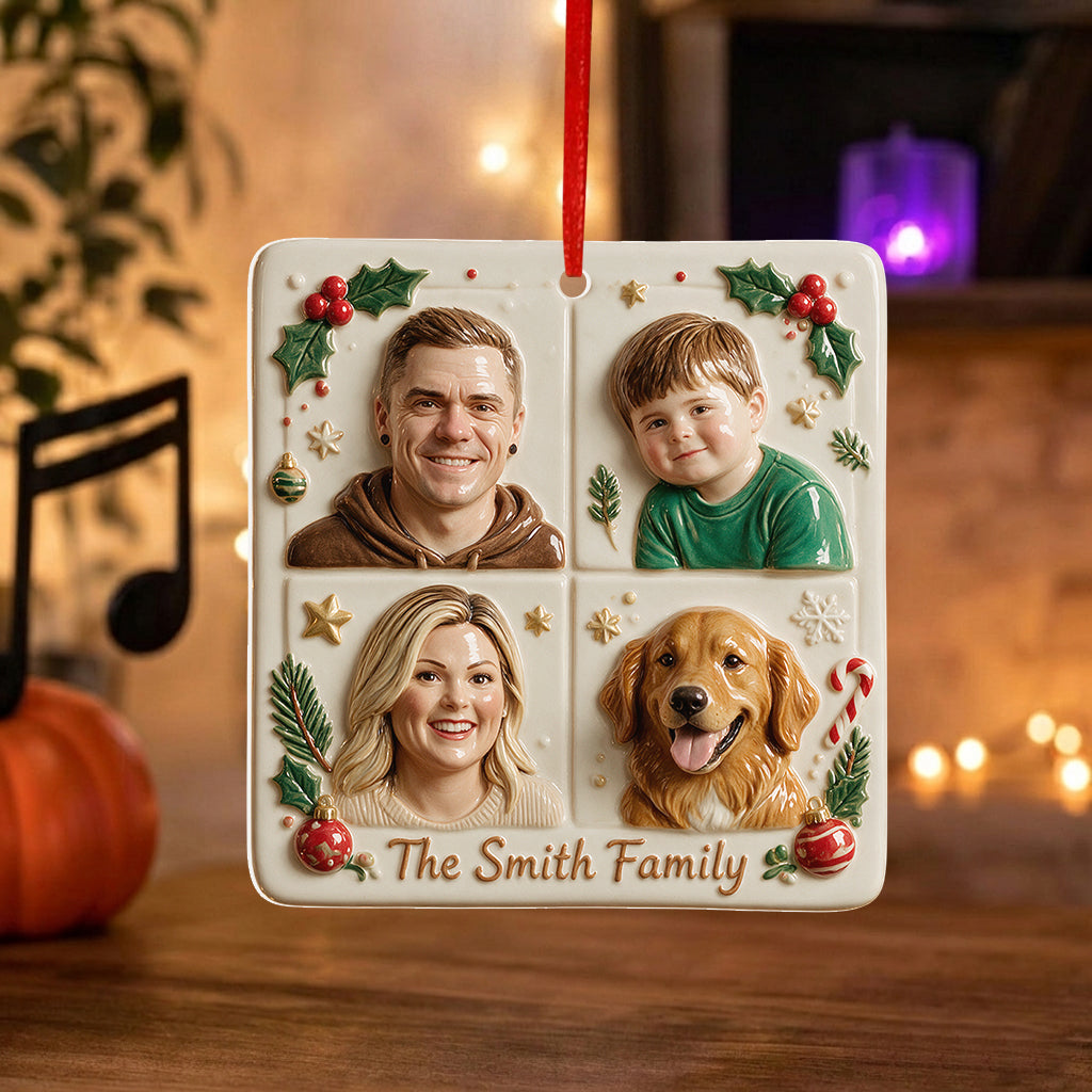 Unser Weihnachten - Personalisierte Familien Premium 3D Ornament