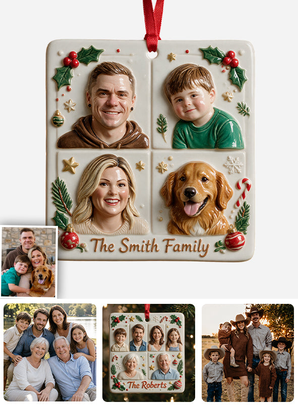 Unser Weihnachten - Personalisierte Familien Premium 3D Ornament