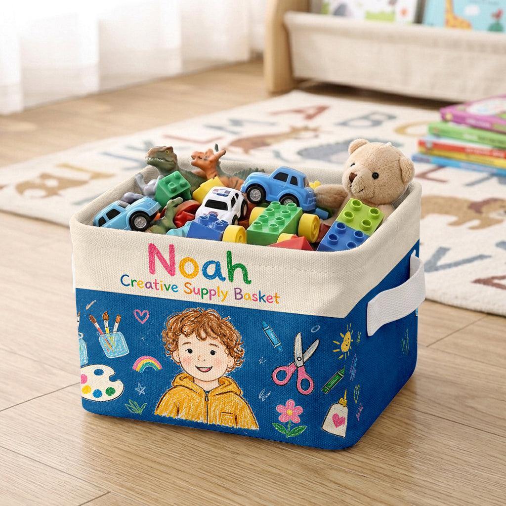 Art Supply Basket For Painting Lover - Personalized Kid Rectangle Storage Basket
