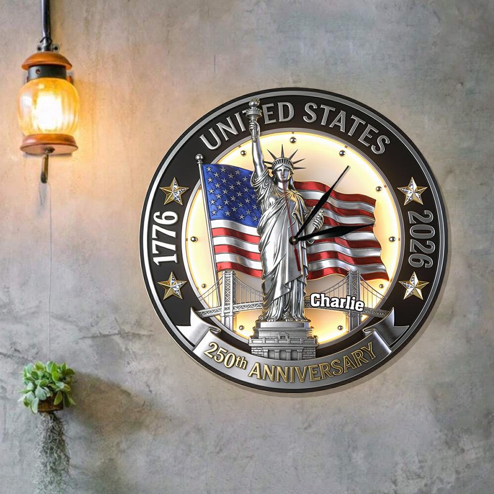 250th Anniversary - Personalized Patriot LED Light Wall Clock