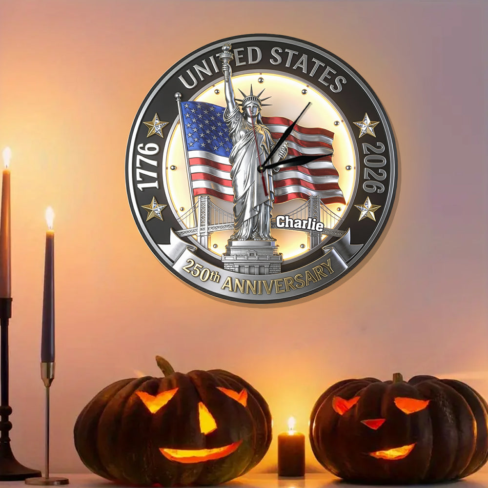 250th Anniversary - Personalized Patriot LED Light Wall Clock