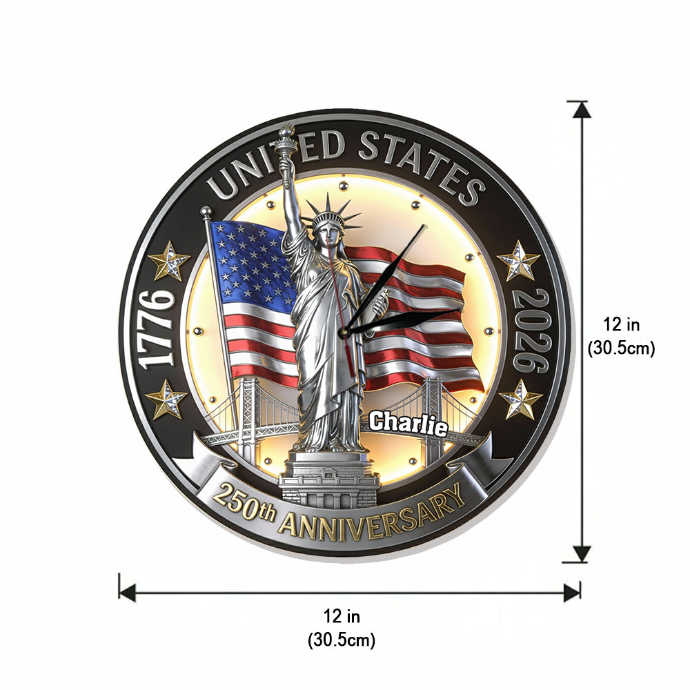 250th Anniversary - Personalized Patriot LED Light Wall Clock