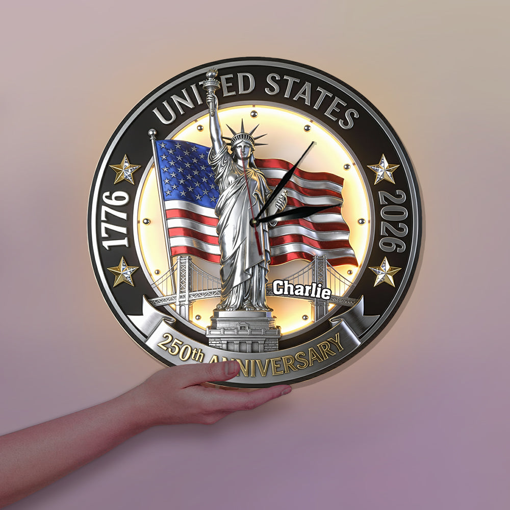 250th Anniversary - Personalized Patriot LED Light Wall Clock